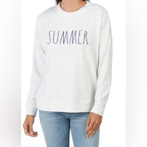 RAE DUNN “SUMMER” LOGO LIGHT GRAY SWEATSHIRT SMALL SIZE